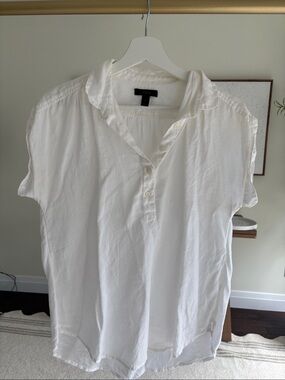 J. Crew White Short-Sleeve Henley Shirt